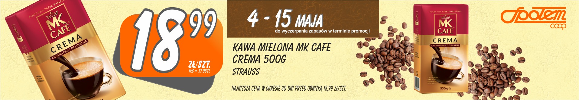 Sklepy Społem - KAWA MIELONA MK CAFE CREMA 500G