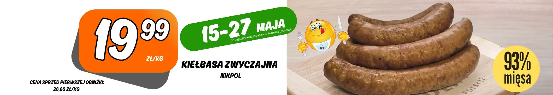Sklepy Społem - KIEŁBASA ZWYCZAJNA 1KG NIKPOL