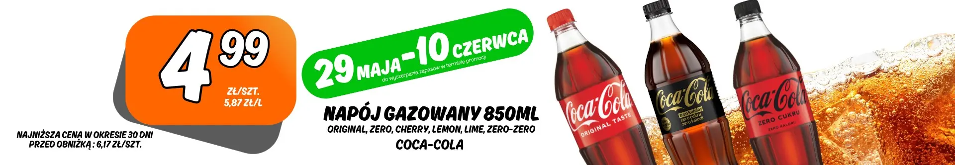 Sklepy Społem - NAPÓJ GAZOWANY COCA-COLA 850ML RÓŻNE RODZAJE
