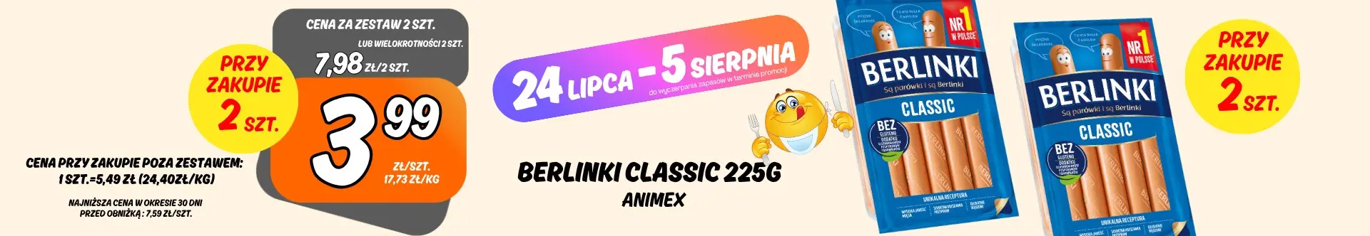 Sklepy Społem - BERLINKI CLASSIC 225G 3.99ZŁ/SZT PRZY ZAK. 2SZT