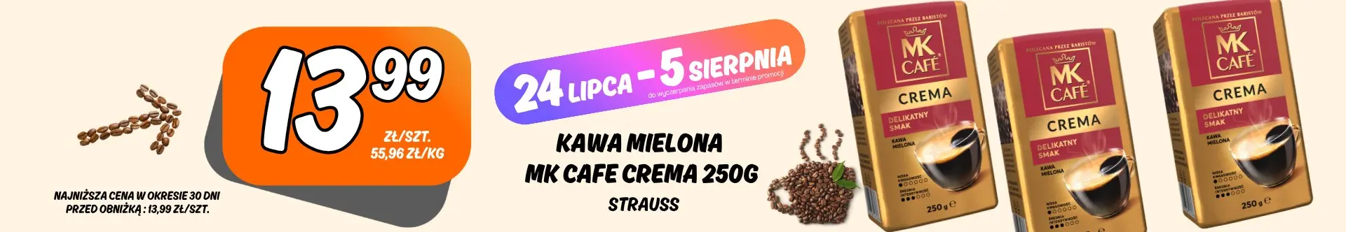 Sklepy Społem - KAWA MIELONA MK CAFE CREMA 250G