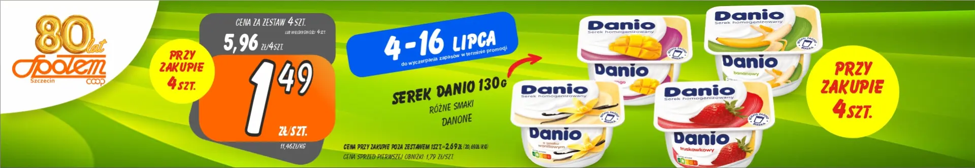 Sklepy Społem - SEREK DANIO 130G 1.49ZŁ/SZT PRZY ZAK. 4SZT