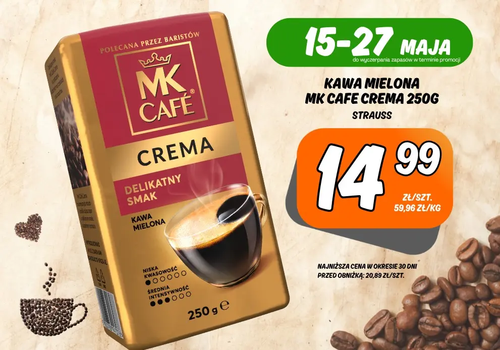 Sklepy Społem - KAWA MIELONA MK CAFE CREMA 250G