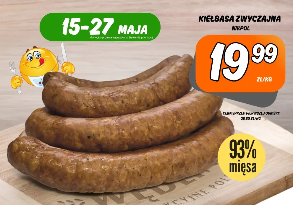 Sklepy Społem - KIEŁBASA ZWYCZAJNA 1KG NIKPOL