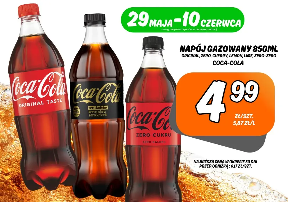 Sklepy Społem - NAPÓJ GAZOWANY COCA-COLA 850ML RÓŻNE RODZAJE