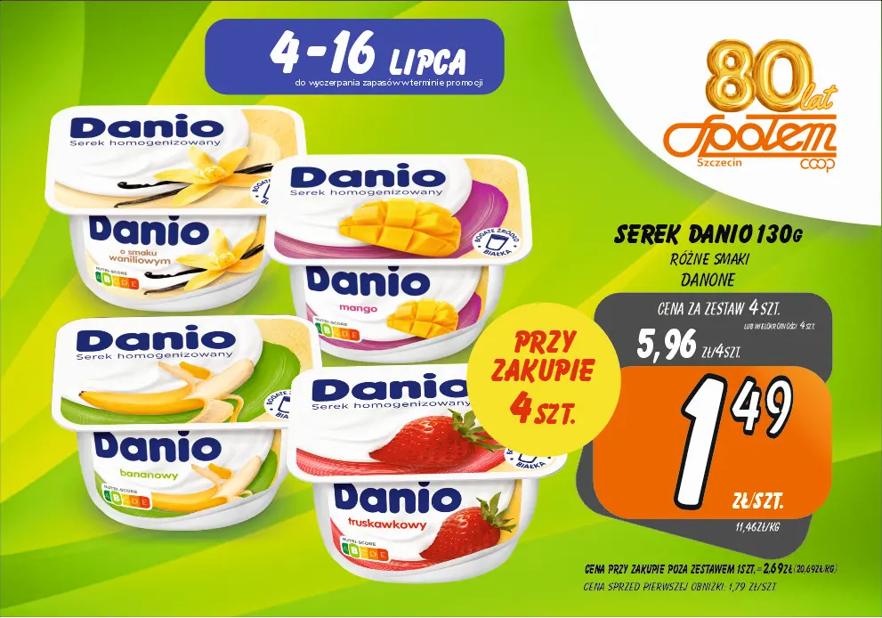 Sklepy Społem - SEREK DANIO 130G 1.49ZŁ/SZT PRZY ZAK. 4SZT
