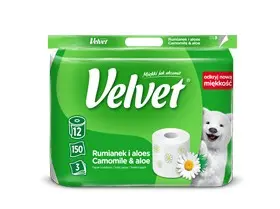 PAPIER TOALETOWY VELVET  BIAŁY,RUMIANEK 12 ROLEK