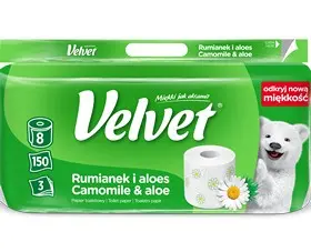 PAPIER TOALETOWY VELVET 8SZT BIAŁY,RUMIANEK