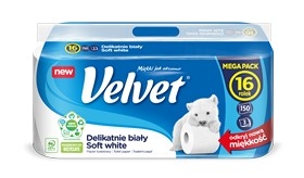 PAPIER TOALETOWY VELVET 16 ROLEK BIAŁY LUB RUMIANEK
