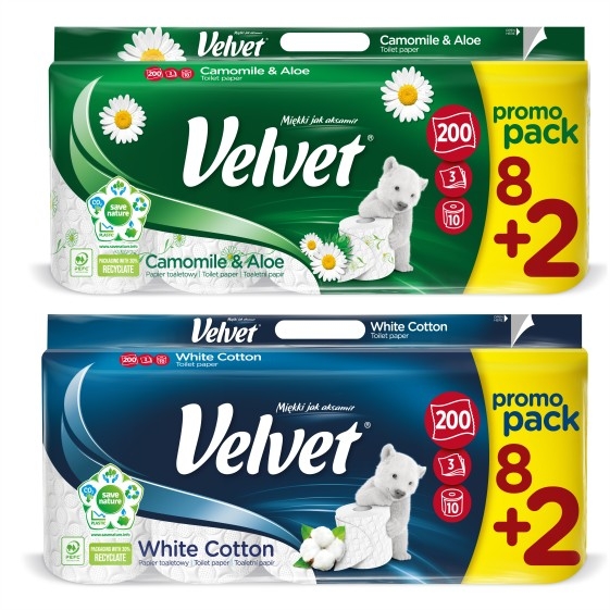 PAPIER TOAL.VELVET EXCELLENCE 200 LISTKÓW 8+2 ROLKI