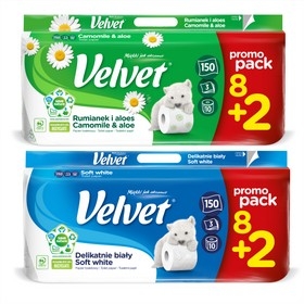 PAPIER TOALETOWY VELVET 8+2 ROLKI RÓŻNE RODZAJE