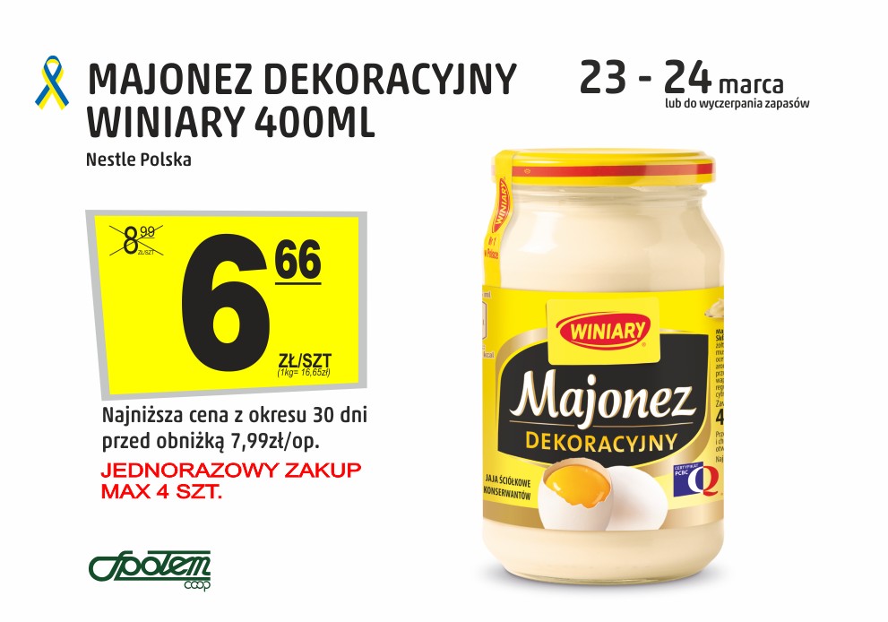 Sklepy Społem - MAJONEZ DEKORACYJNY WINIARY 400ML
