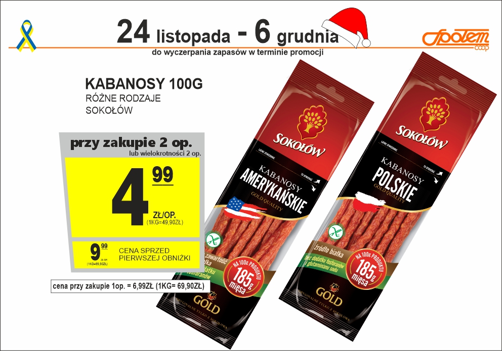 Sklepy Społem - KABANOSY 100G RÓŻNE RODZAJE 4.99ZŁ/OP PRZY ZAK. 2OP