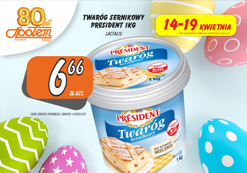 Sklepy Społem - TWARÓG SERNIKOWY PRESIDENT 1KG